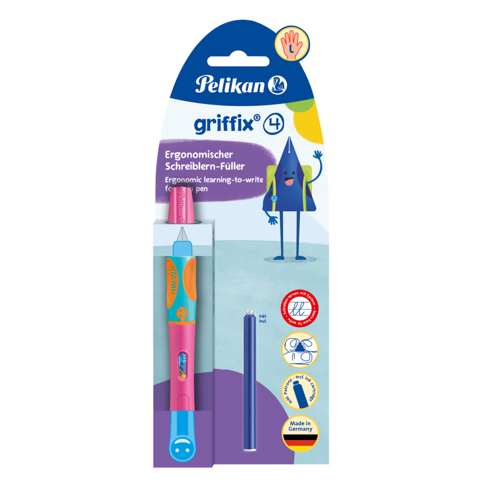 ergonomischer Stift, Griffnah, pinkfarbener Griff, Schreibfeder, griffix 4