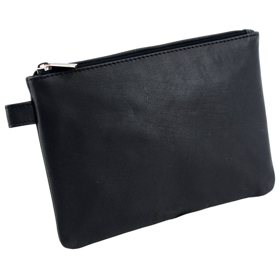 clutch, wallet, reissverschluss, schwarz, leder