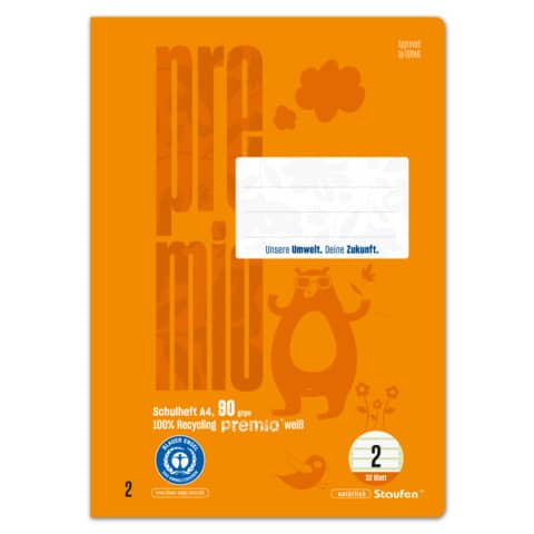 Heft, A4, 90g/m², 32 Blatt, Lin.2, liniert STAUFEN PREMIO 040784002