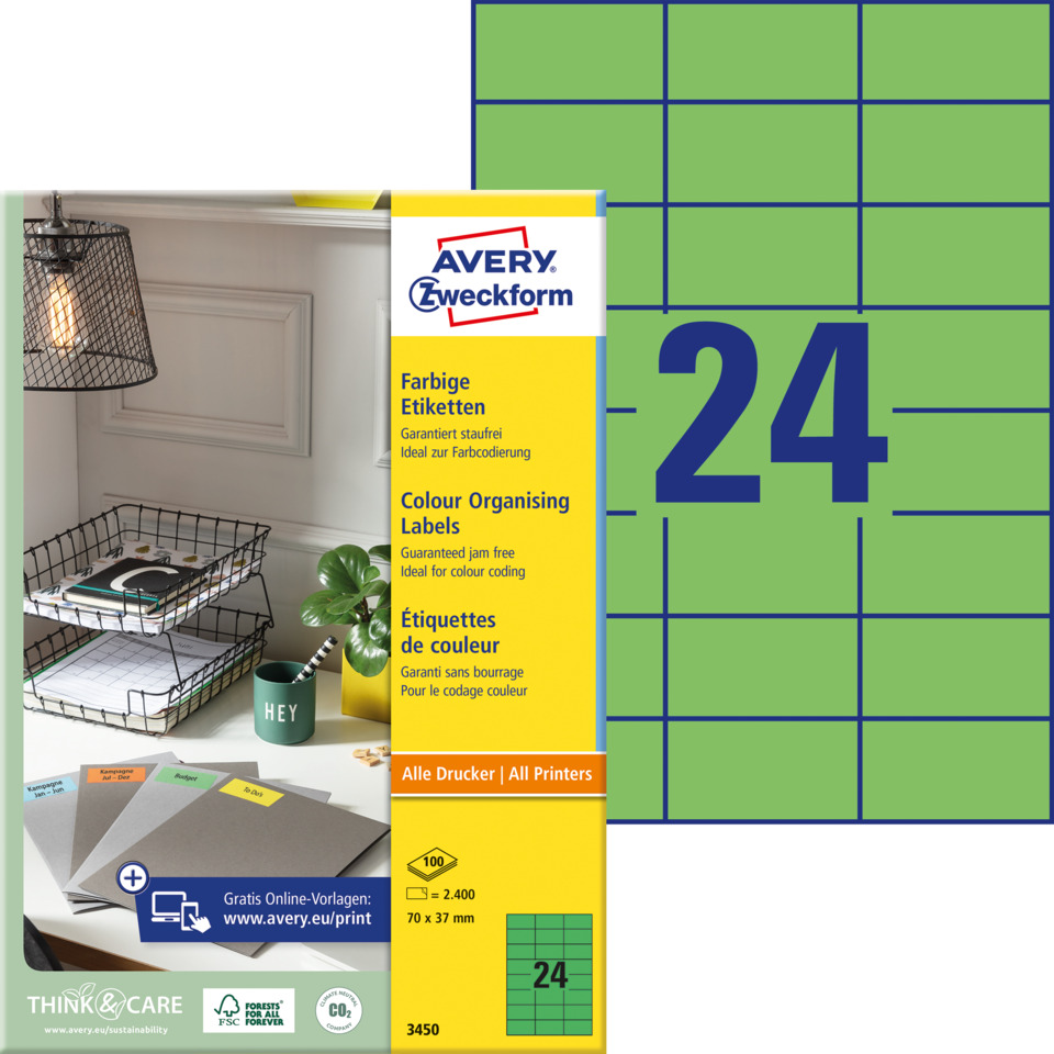 Etiketten, Farbige Etiketten, Color Organising Labels, Etikettenbox, Druckeretiketten
