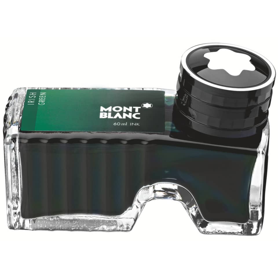 Tintenflasche, Glas-Tintenbehälter, Mont Blanc, grüne Tinte, Augentropfenstil?