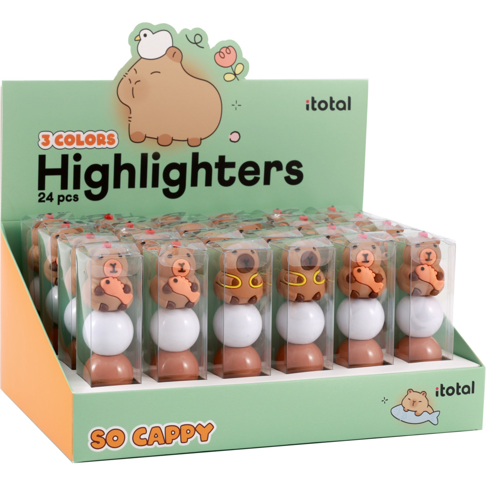 Highlighter, Bärchenfigur, 3 Farben, 24 Stück, Kunststoffspielzeug