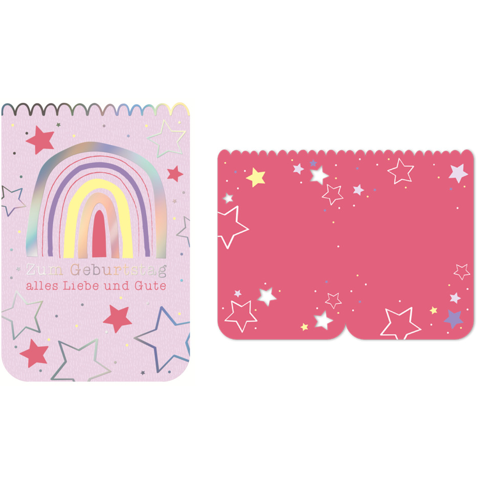  Geburtstag,  Regenbogen,  Sterne,  Pink,  Karte