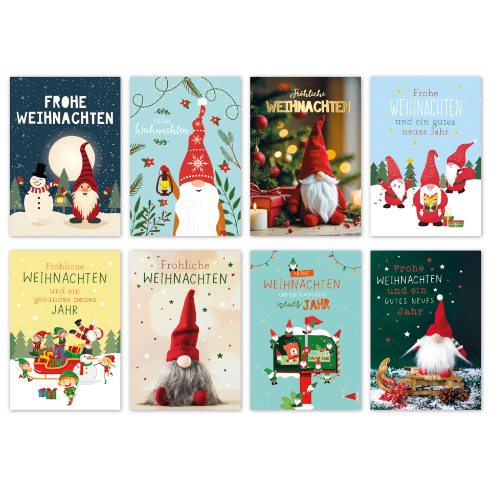 Weihnachtskarten, Gnom, Weihnachtsmann, Santa, Winter