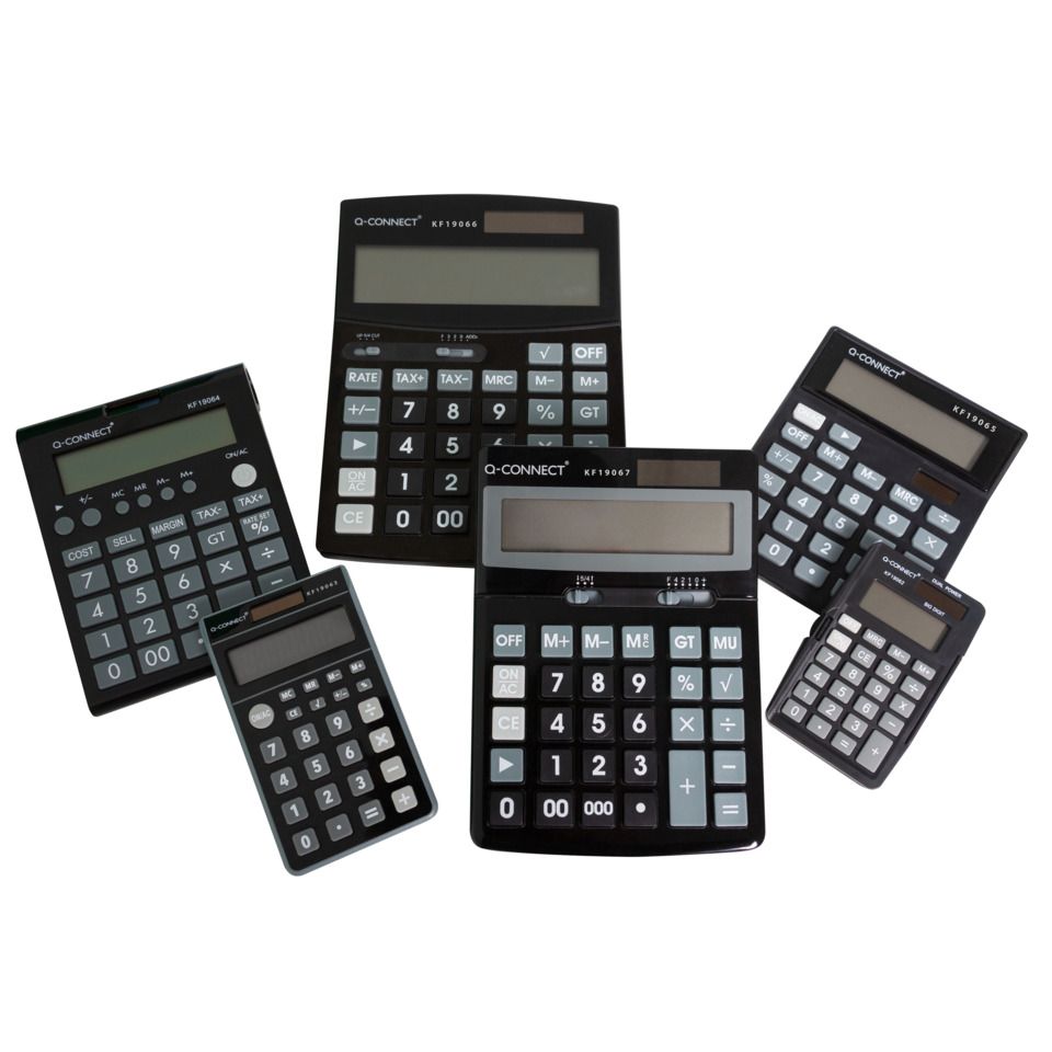 Taschenrechner, Schwarz, Großes Display, Tastenfeld, Elektronischer Rechner