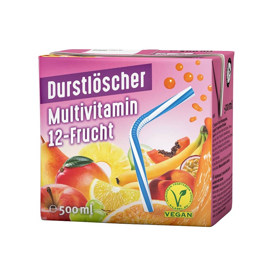 Multivitamin, Fruchtsaft, Getränk, Vegane Verpackung, 500 ml