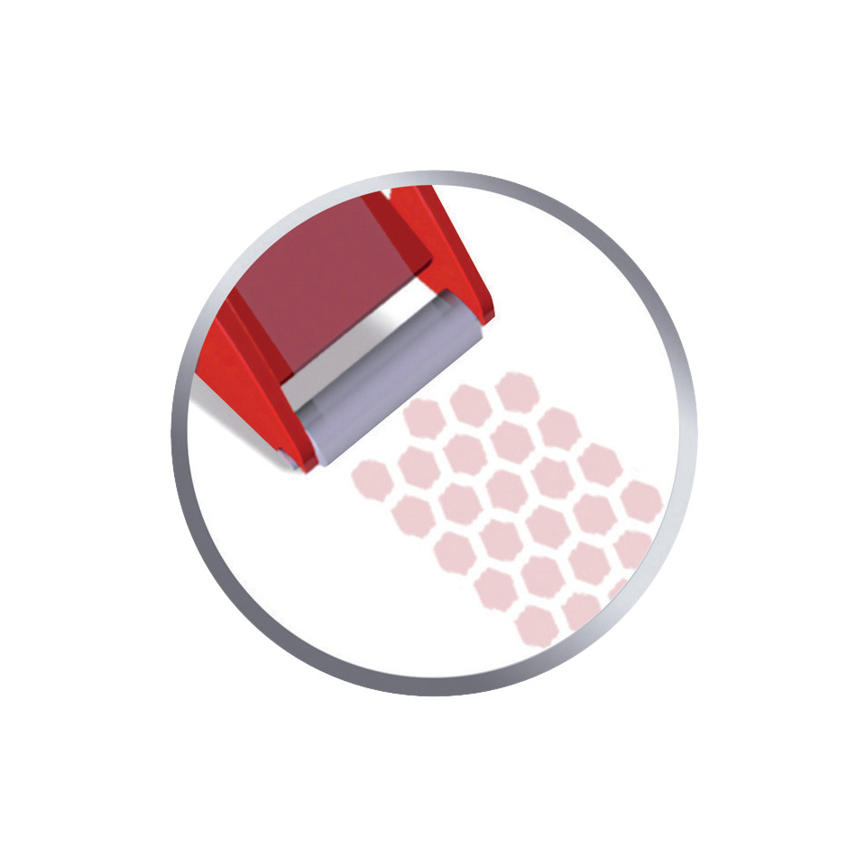 Rotstempel, Stempelwalze, Rollenstempel, Hexagon Muster, Kassenschnitt