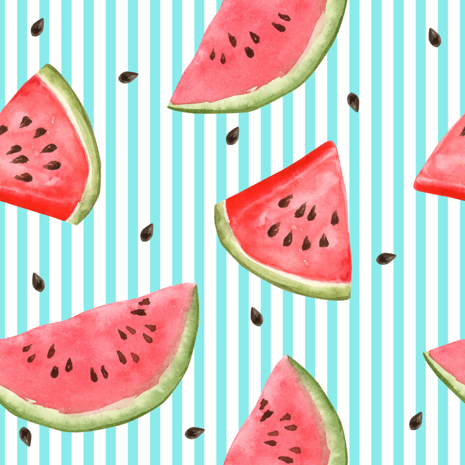 wassermelon, wassermelonenscheiben, muster, blau gestreift, fruchtmuster