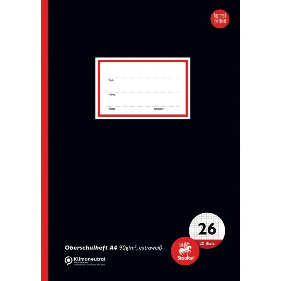Notizblock, Schulheft, A4 Format, Karton, Stufenheft
