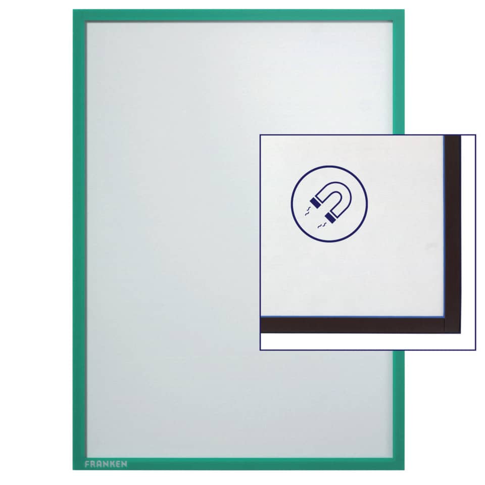 Glassboard, Whiteboard, Grüner Rahmen, Magnetisch, Franken