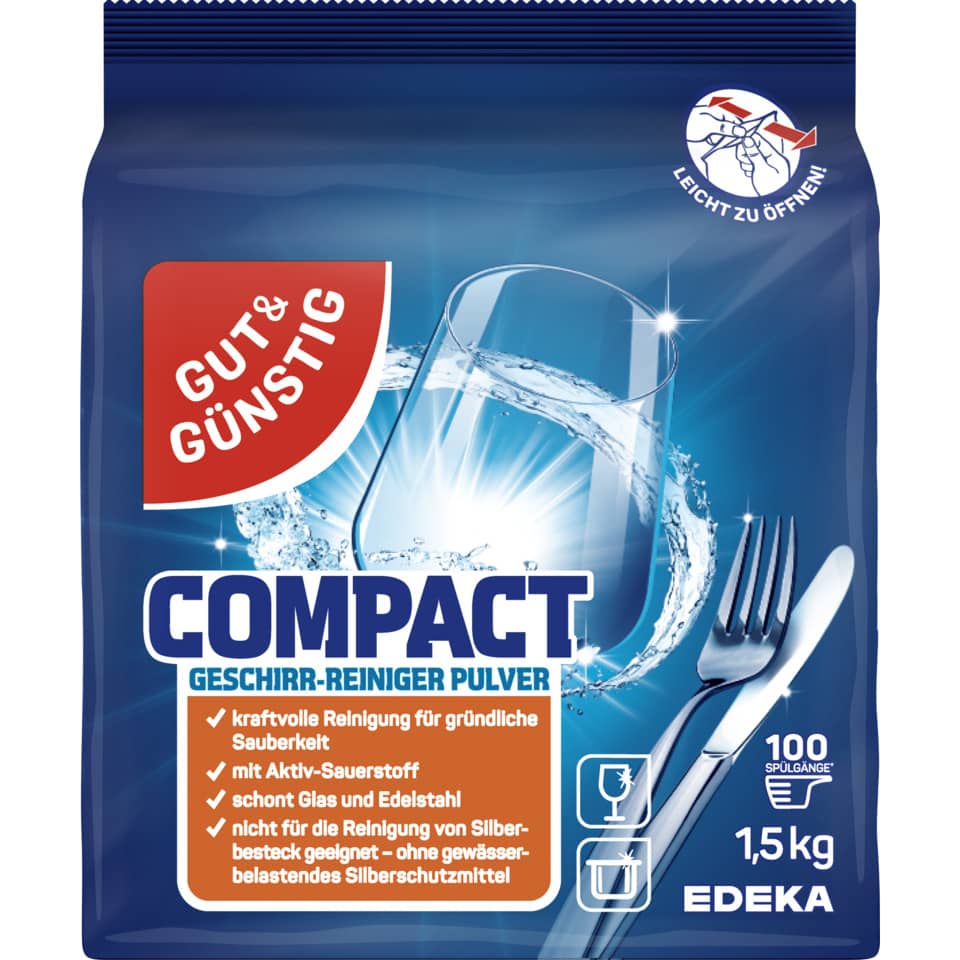 Glasreiniger, Pulver, 1.5 kg, Kompakt, Spülmaschinenreiniger