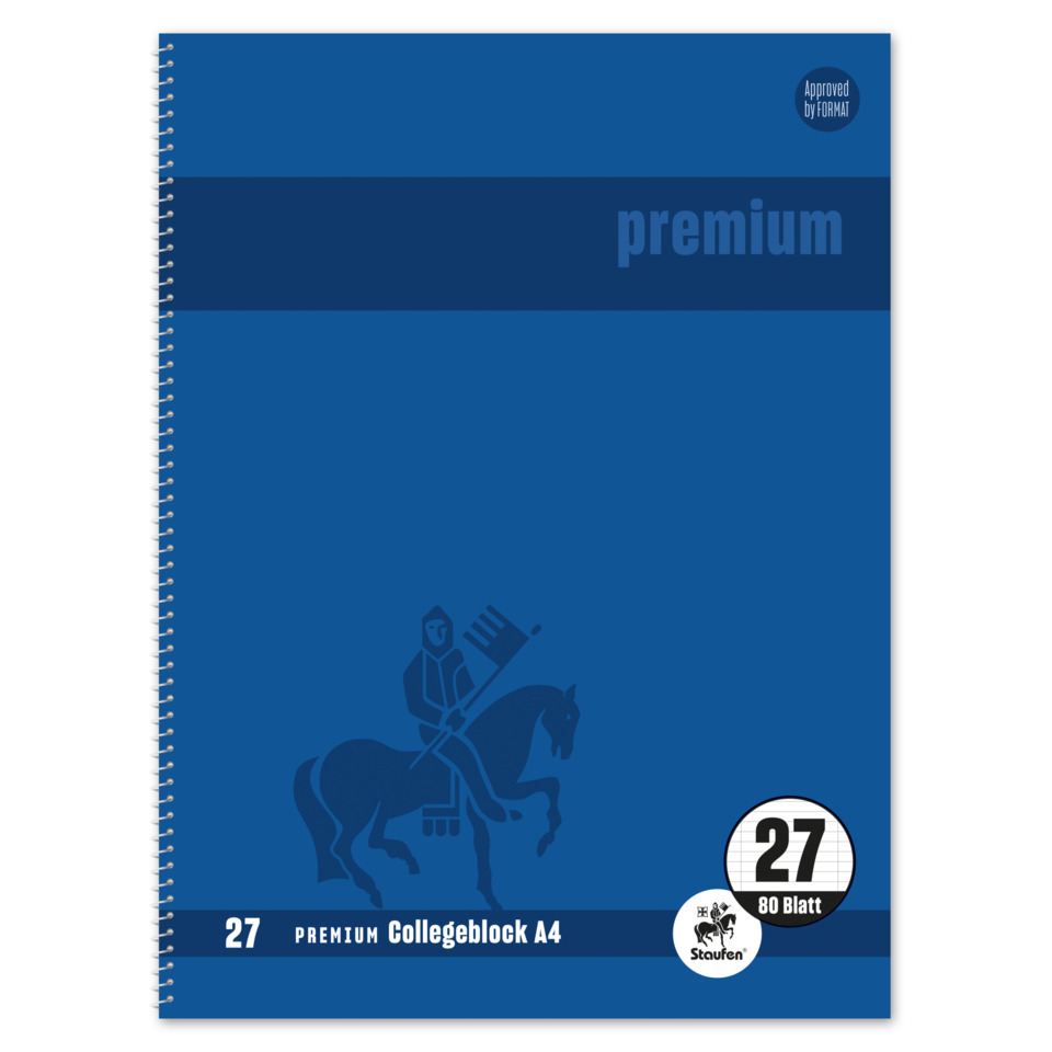 spiral notebook, blauer deckel, reitender pferd, A4 blokke, premium notizblock