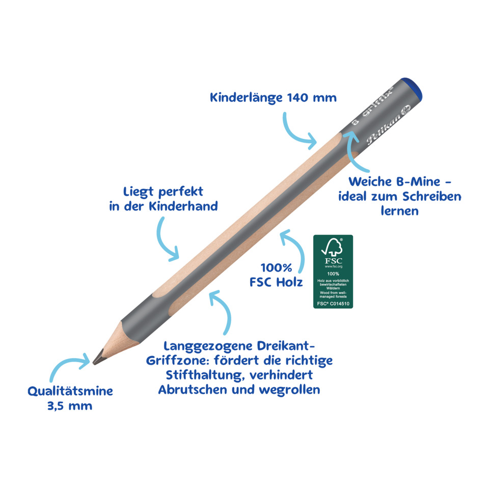 Bleistift, Kinderstifte, Holzbleistift, HB-Griffzone, 3,5-mm Spitze
