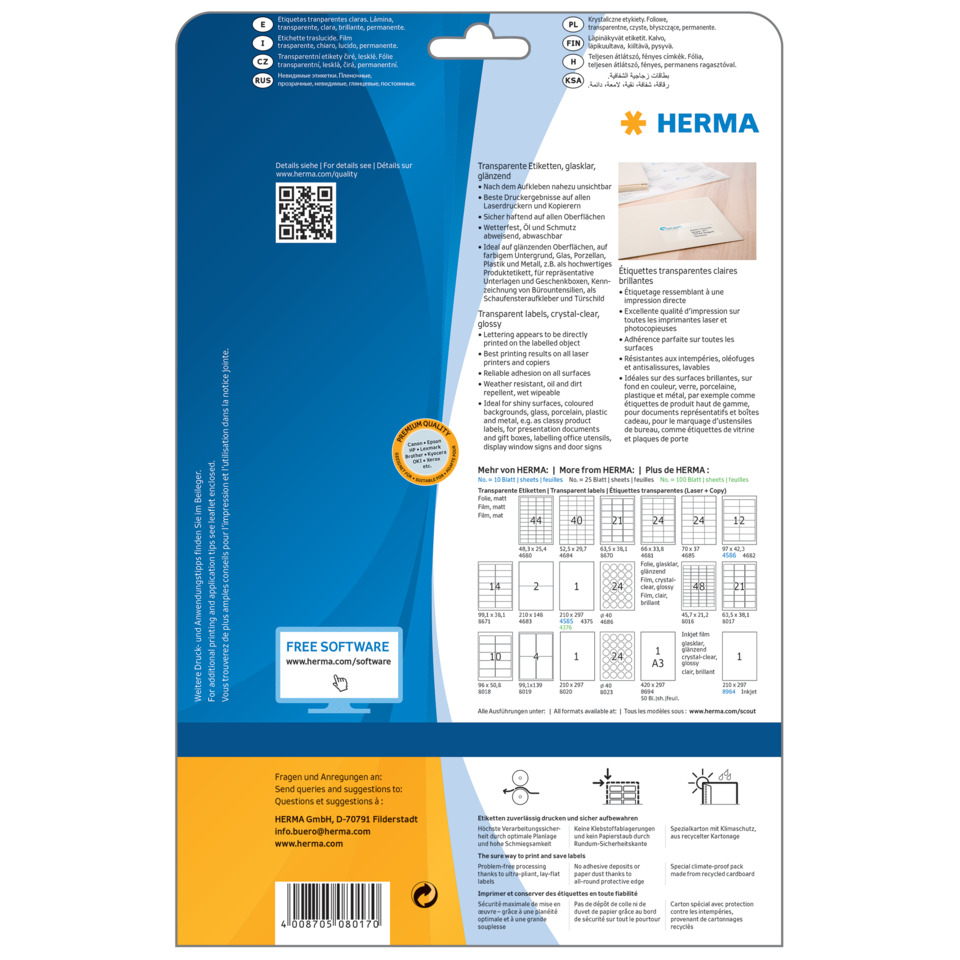 Etiketten, Transparente Etiketten, Papieretiketten, Kartenetiketten, Herma