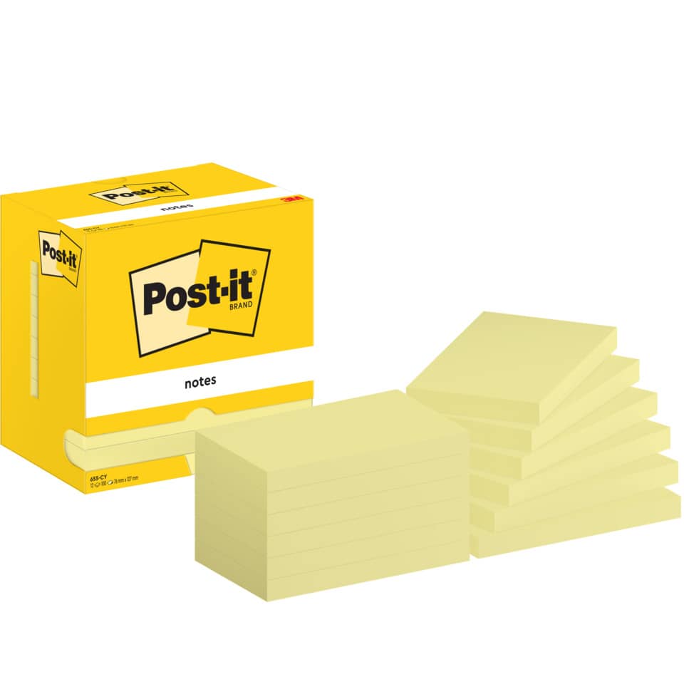 Haftnotizblock Notes, 76x127mm, 12x100 Blatt, gelb POST-IT 655 CY