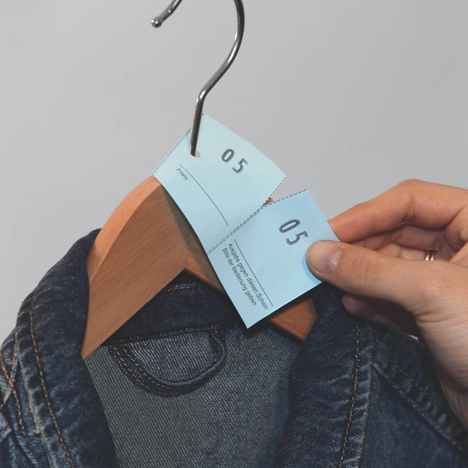Haken, Kleiderbügel, Jeansjacke, Metallhaken, Preisschild