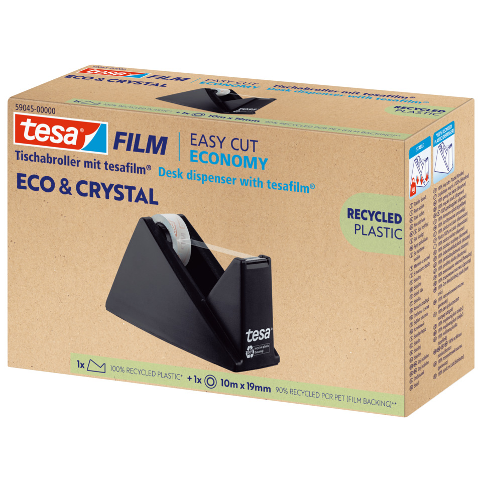 Tischrollenhalter, tesa Film, Eco & Crystal,  recycled plastic, Desk dispenser