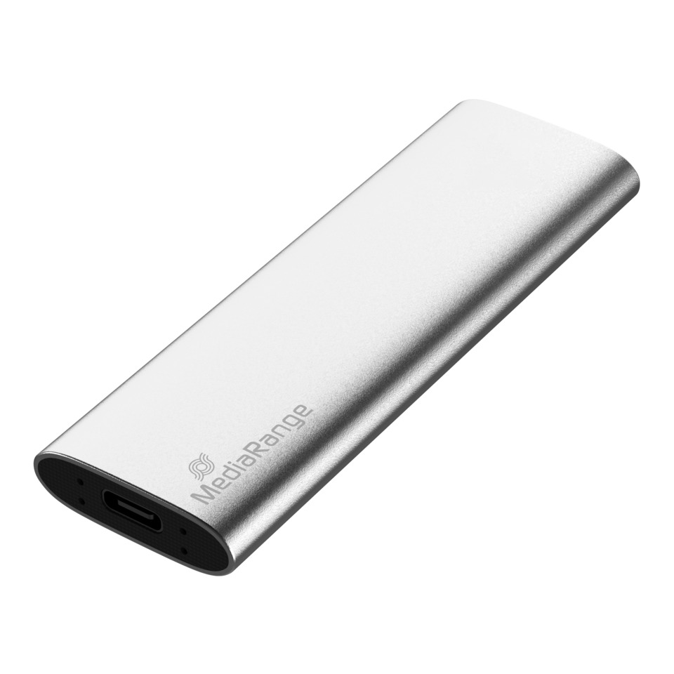 externe Batterie, Powerbank, USB-C, Metall, Silber