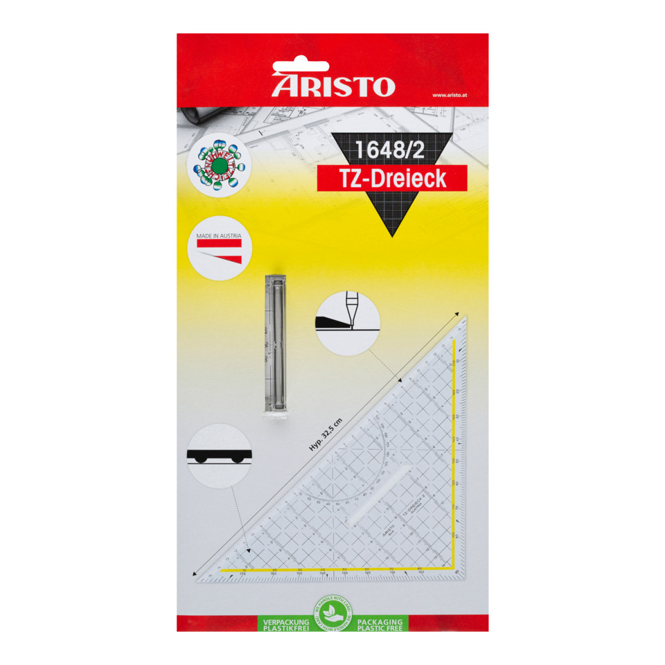 Dreieckmaß, Setzkegelrolle, Zirkelmaß, Kunststofflineal, Made in Austria