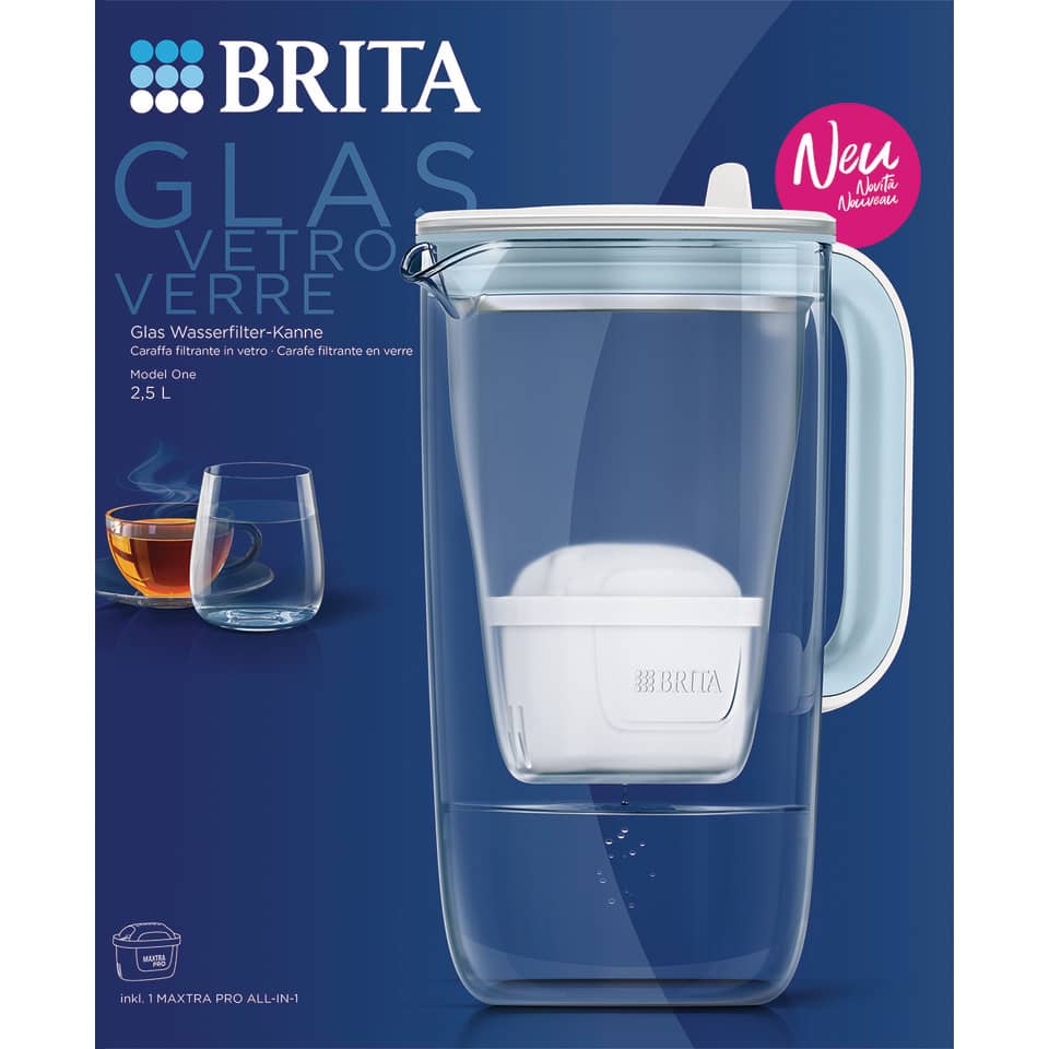 Wasserfilter-Kanne, Glas, Karaffe, All-in-One Filter, Kannen-Set
