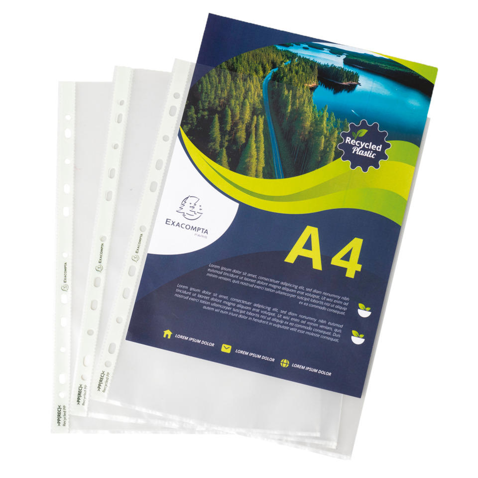 A4-Papier, Schutzumschlag, Recycling Plastik, Transparentfolie, Locherlochraster
