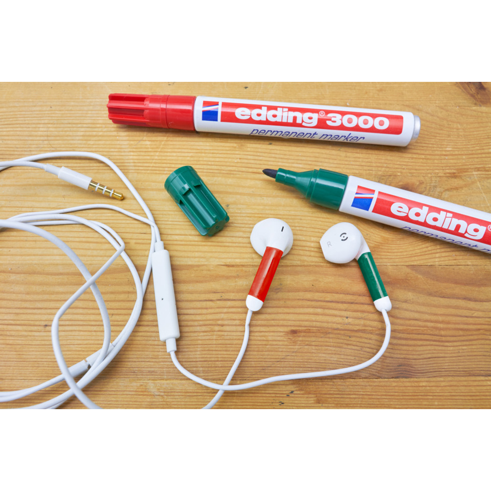  Permanentmarker,  Marker,  White earbuds,  Earbuds,  Earphones, Kunststoffmarker, Permanentmarker, Edding 3000, Klebemarker, Stifttyp Marker