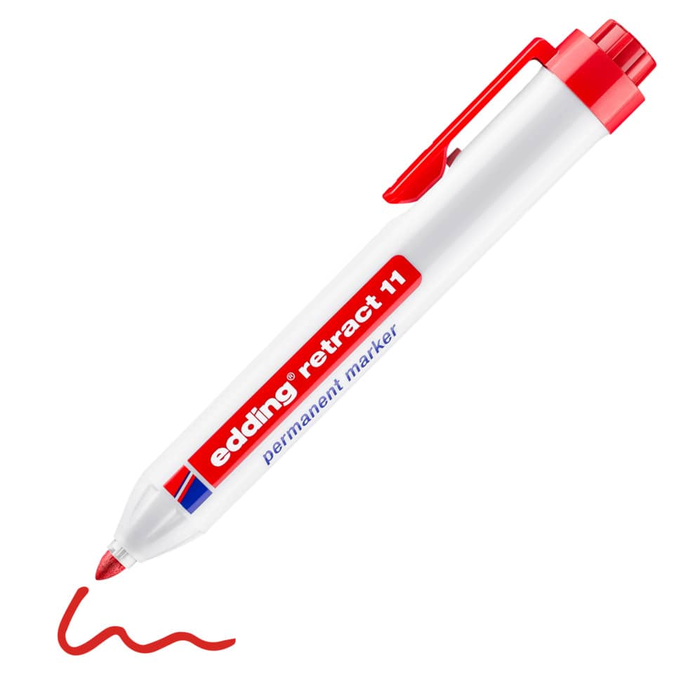  Permanent marker, Red marker, Edding 11, White body, Marker tip red