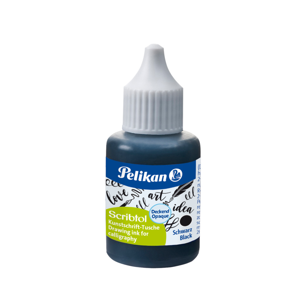 Tintenflasche, Aquarelltinte, Schwarz, Kunsttinte, Scribbolt
