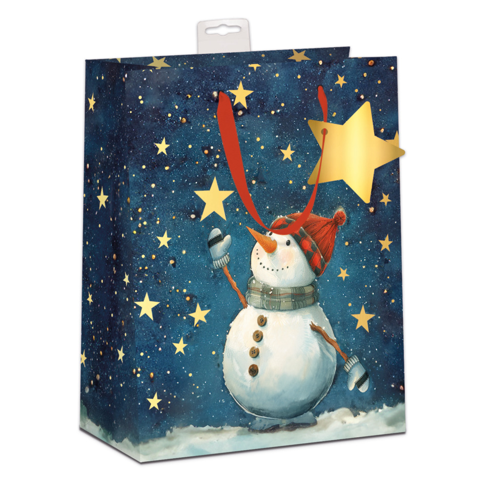 Schneemann, Geschenkbeutel, Weihnachten, Sternenmuster, Winterdekoration