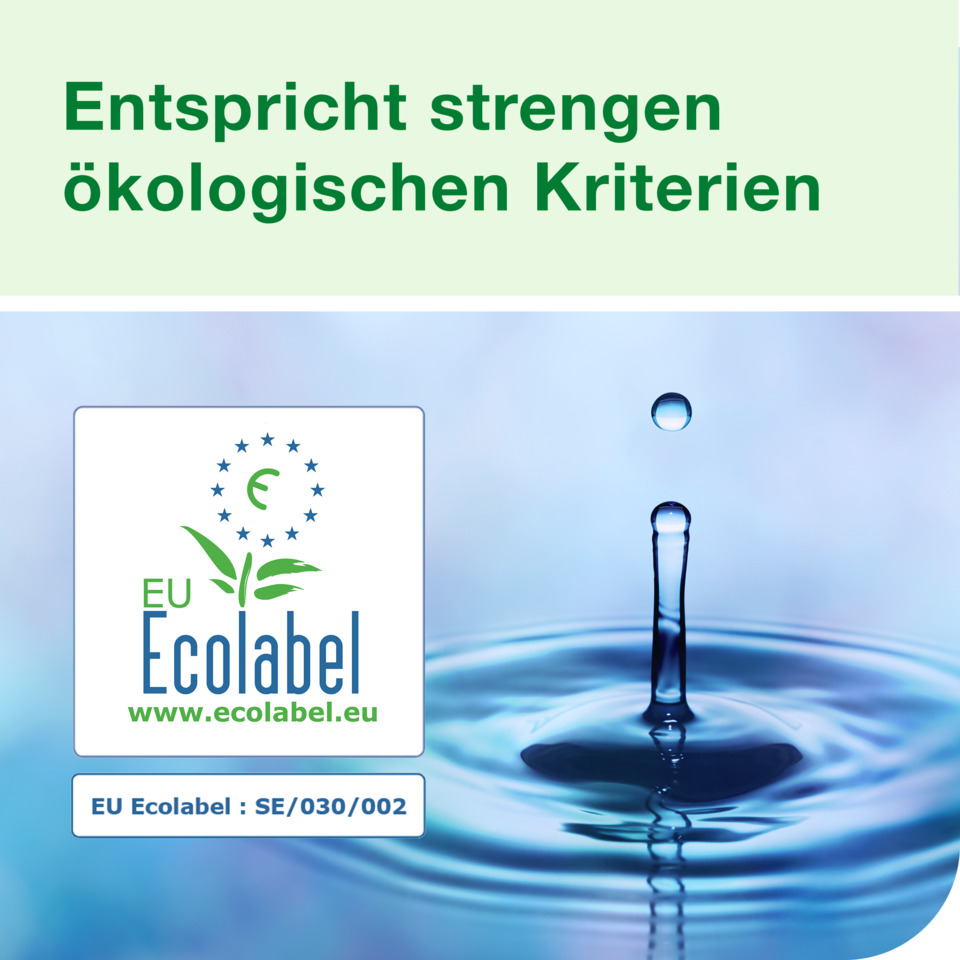euro ecolabel, wasser tropfen, umweltlabel, farbverlauf blau, kachel logo