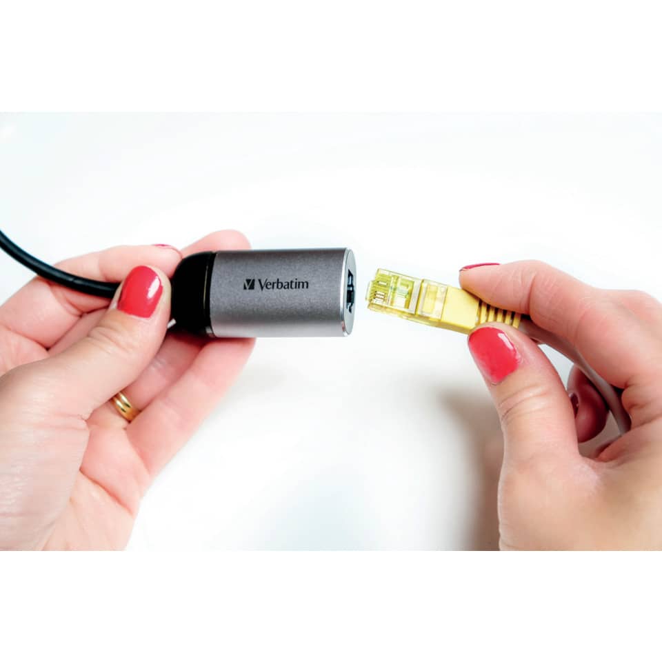 USB-C Adapter, Netzwerkstecker, RJ45-Stecker, goldener Anschluss, Verbatim
