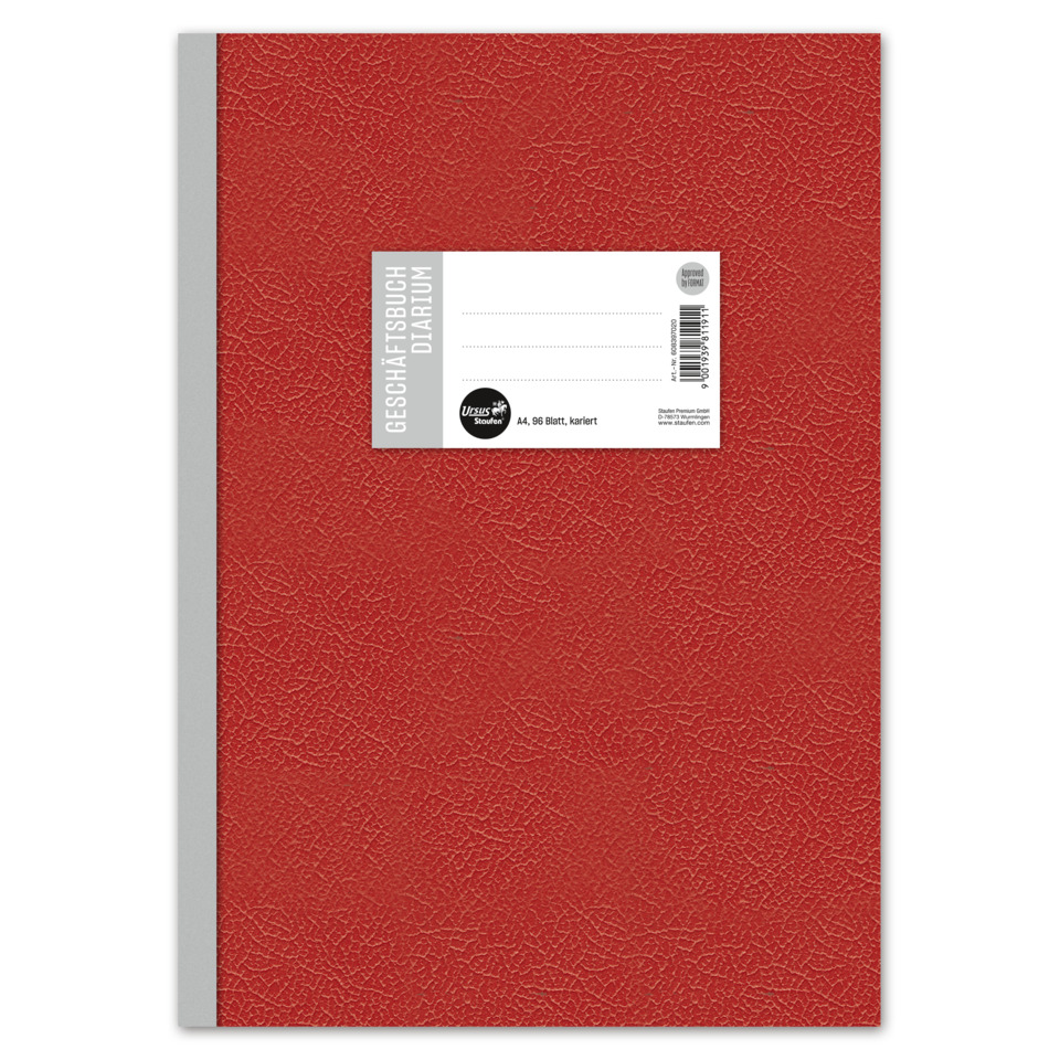 Notizbuch, Karierter Deckel, Roter Einband, Klemmstiftband, A4