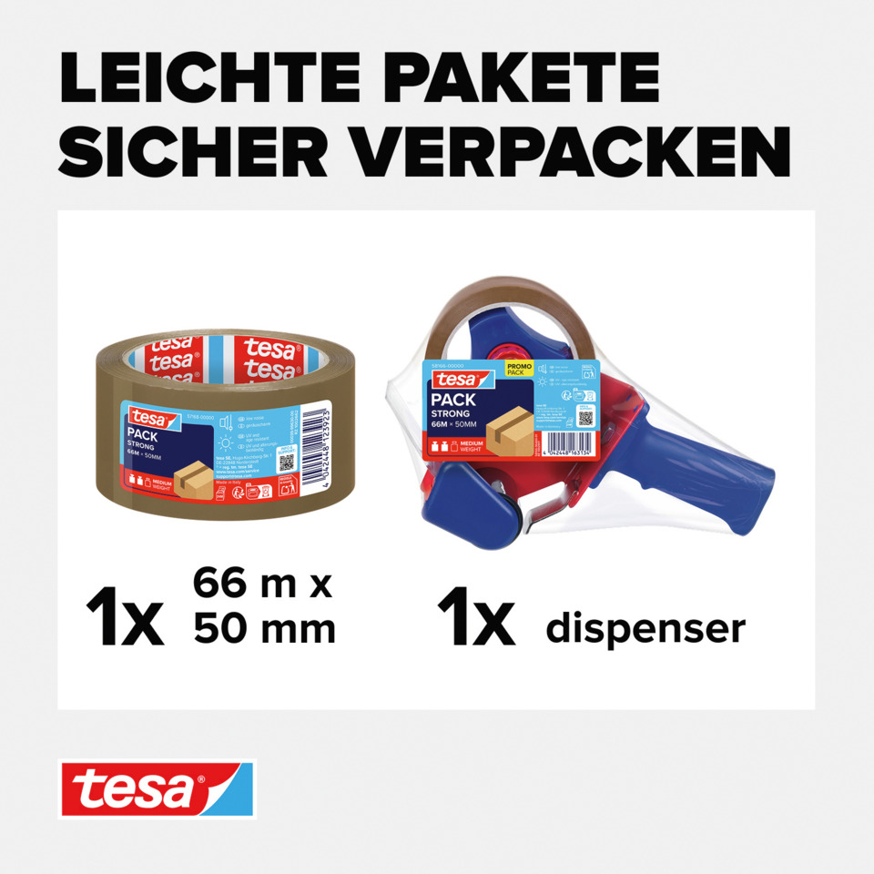 Klebeband, Schrumpfband, 66 m, 50 mm, Tesa Pack