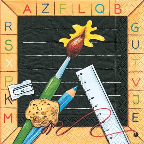 Motivserviette Schule ABC, 33 x 33cm, 3-lagig PAPER+DESIGN 20751