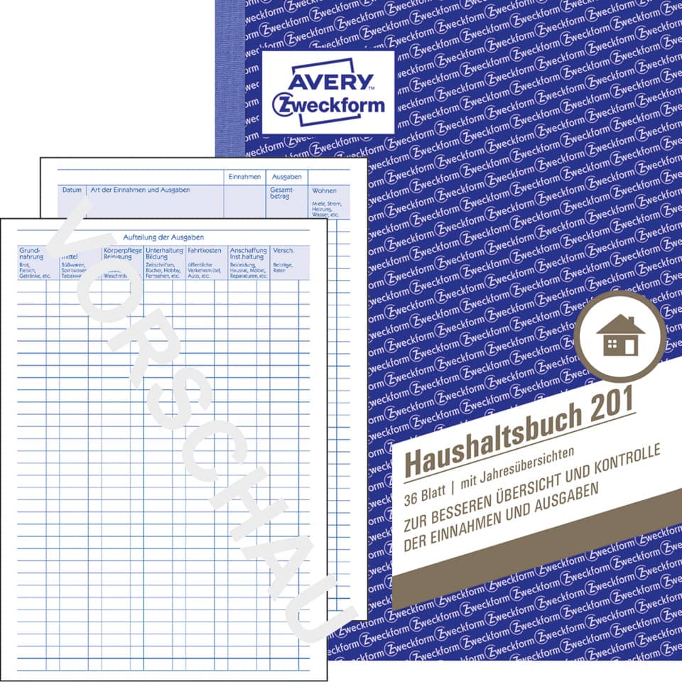 Haushaltsbuch, Jahresübersicht, 30 Blätter, Bindung vorhanden, aus Papier