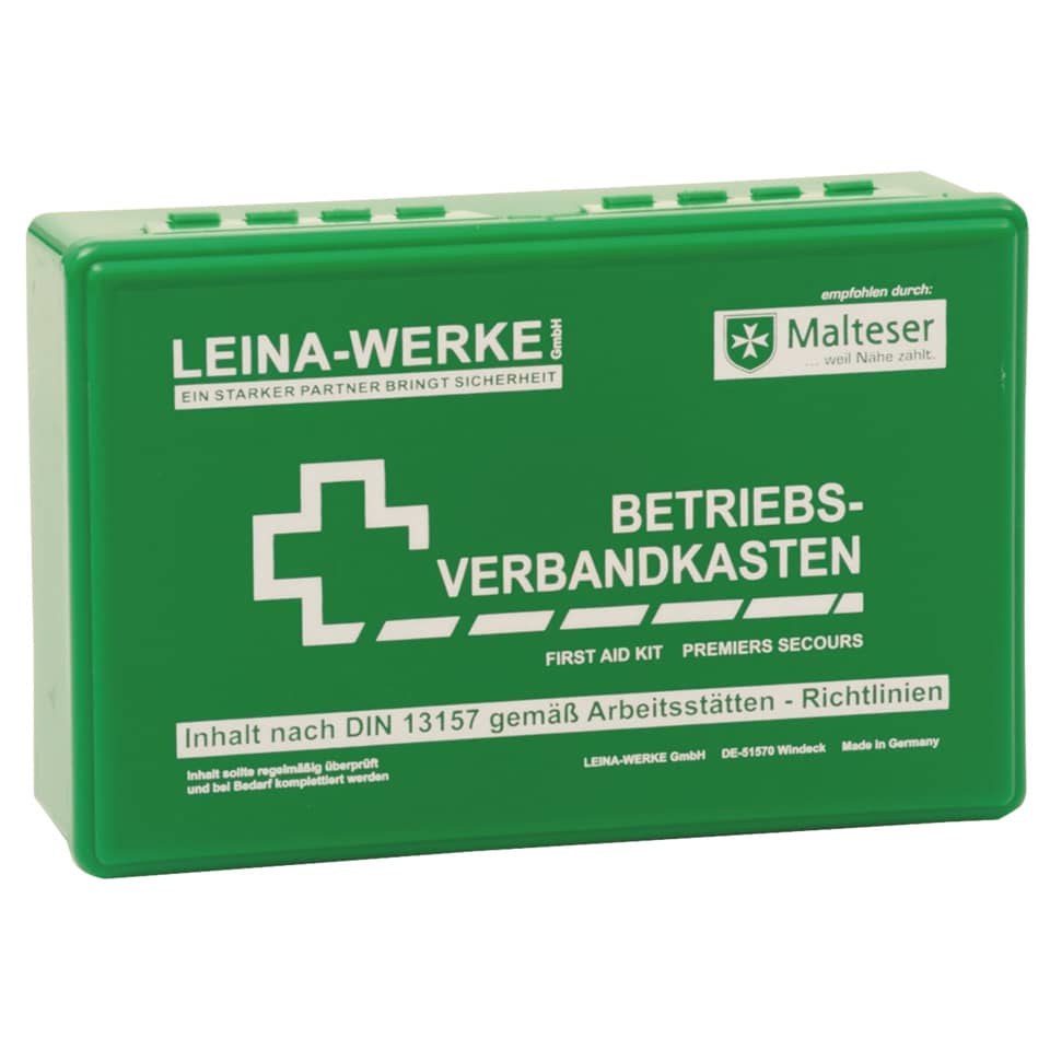 Erste-Hilfe-Kasten, Betriebs-Verbandskasten, Grün, DIN 13157, Notfallbox
