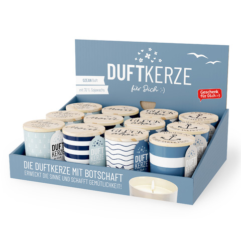 Duftkerze im Glas Glück Ahoi, Ø7 x 8,5 cm, sortiert FÜR DICH 651840