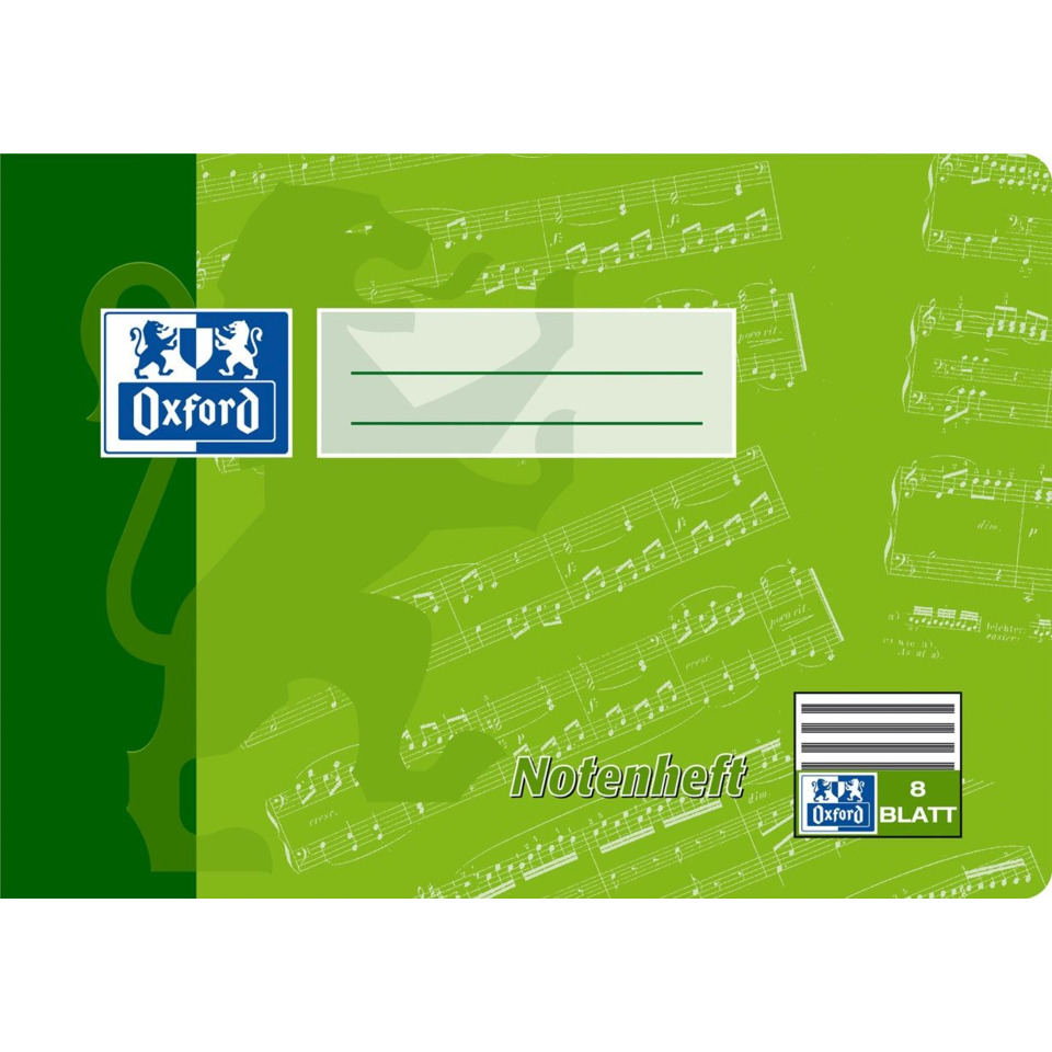 Notenheft, Notenheft A4, Oxford, Musikheft, Kartonumschlag