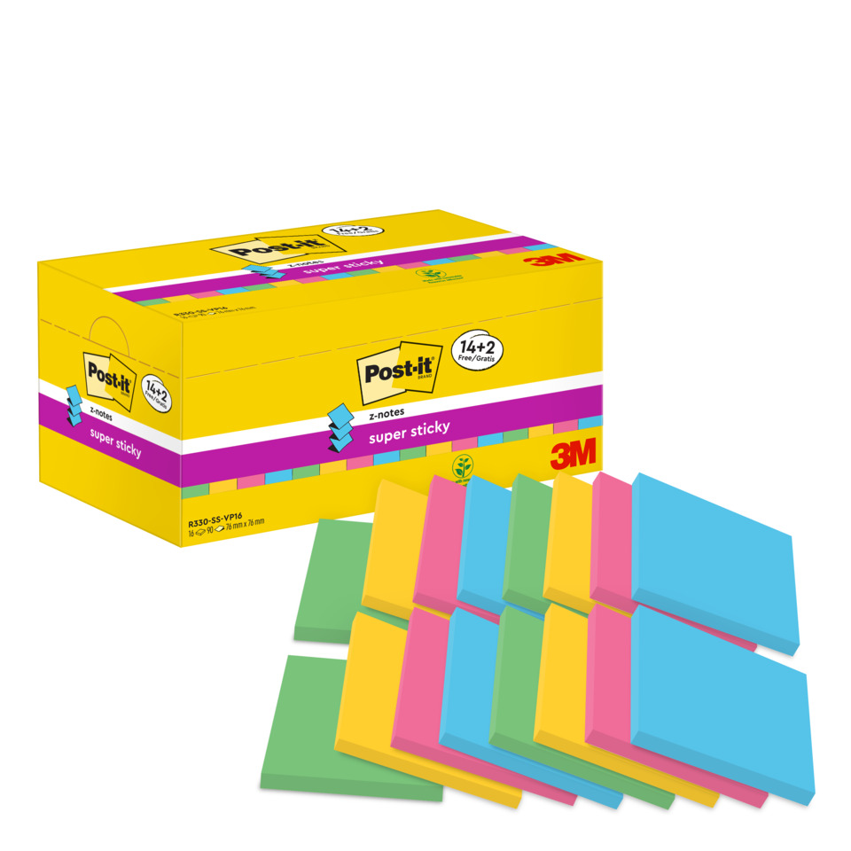 Schreibwaren, Post-it Z-Notes, Klebepunkte, Haftnotizen bunt, Büro-Zubehör