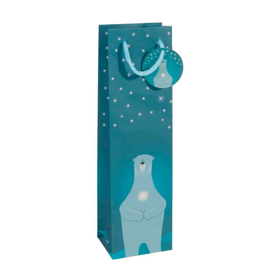 Geschenkverpackung, Geschenkverpackung Tasche, Polarbär, Polarstern, Blau
