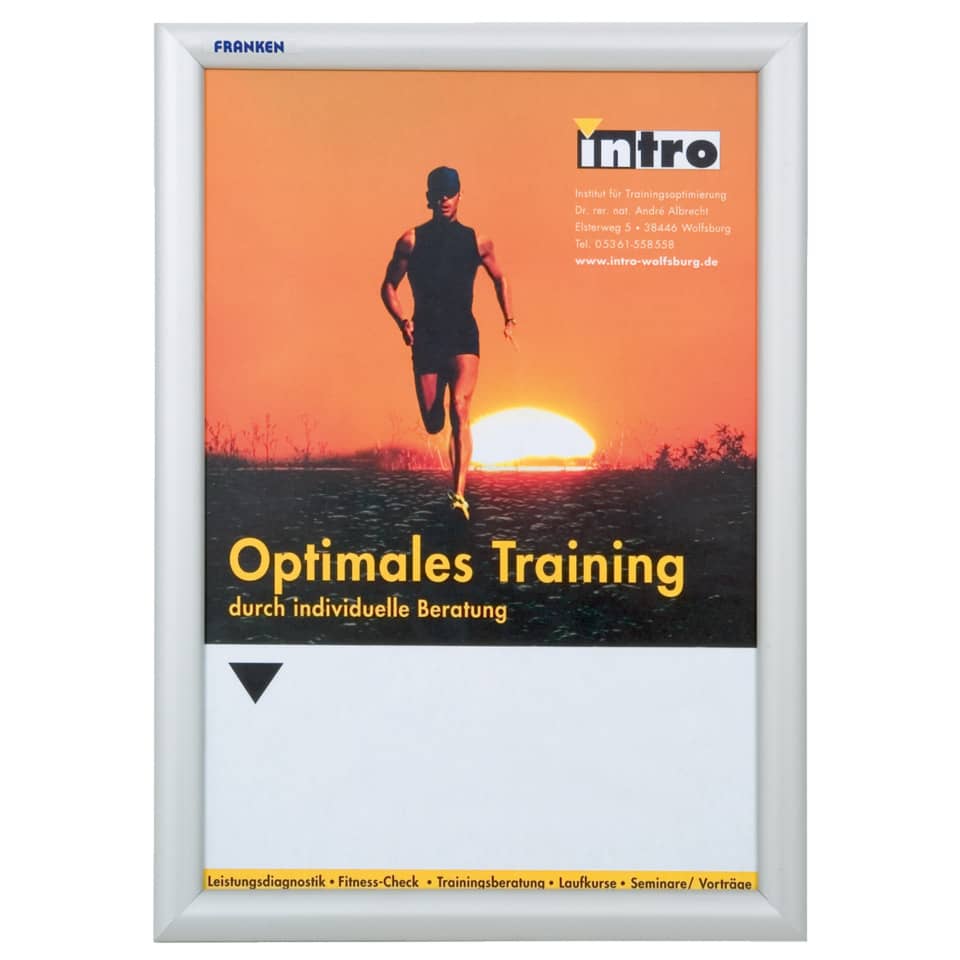Trainingsposter, Laufsport, Bild mit Läufer, Werbefolie, Framing Aluminium