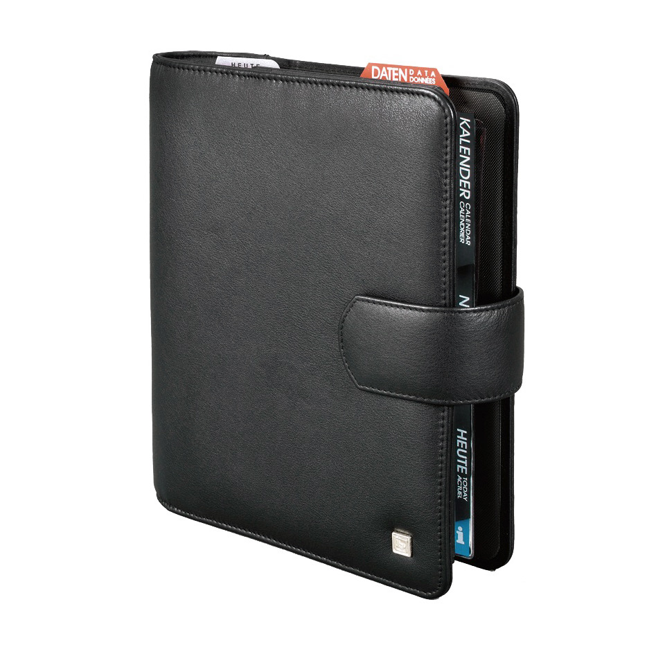 Sammelmappe, Brieftasche, Kartenfächer, Schwarz, Leder