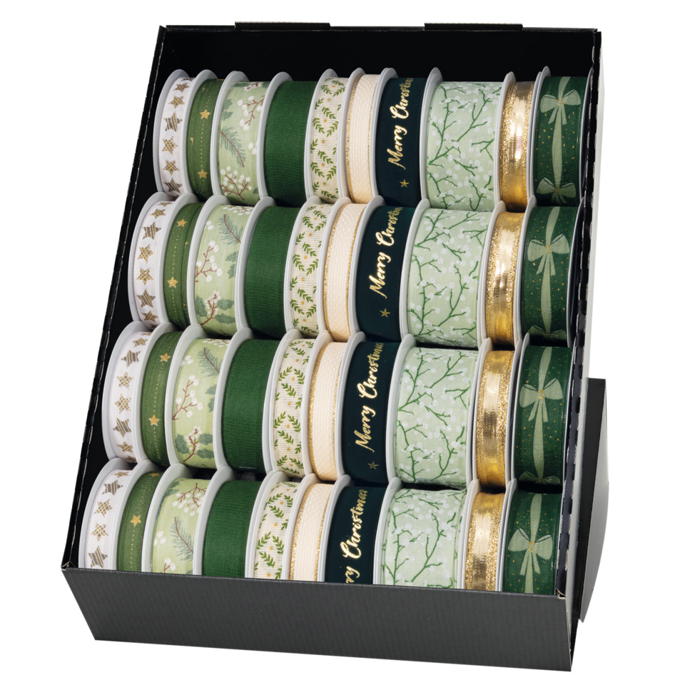 Ribbon set, Gift wrap ribbons, Christmas ribbons, Decorative ribbons, Green ribbons