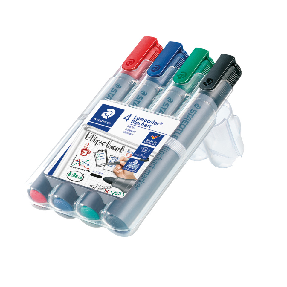 Flipchartmarker Lumocolor®, 2mm, Rundspitze, 4er Box STAEDTLER 356 WP4