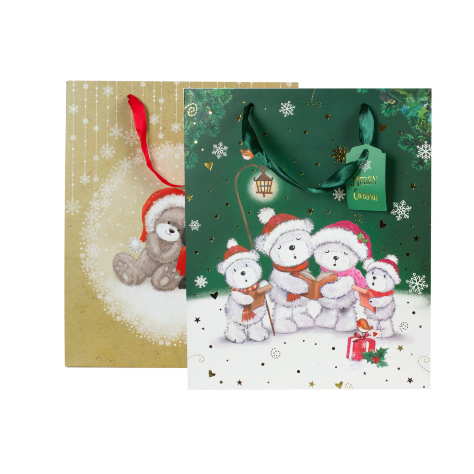 Geschenktüten, Weihnachtsmotiv, Schneemänner, Winterdeko, Glitzerstern