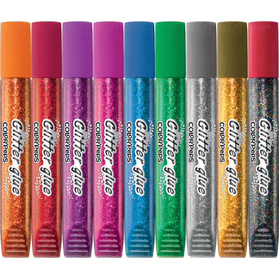 glitter glue, glitterpens, farbige kleber, bastelkleber, glitter pens satz