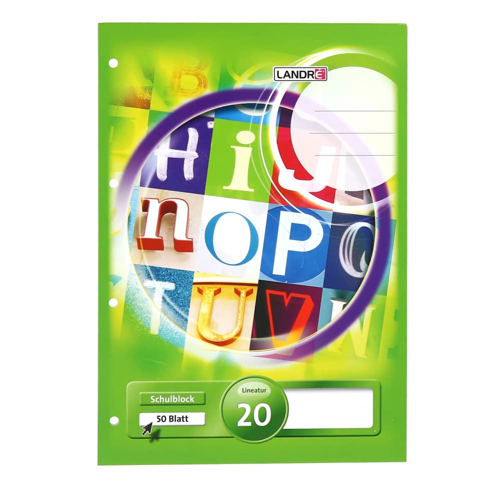 Schulblock, Papierblock, Lineatur 20, Grün, Hinne?