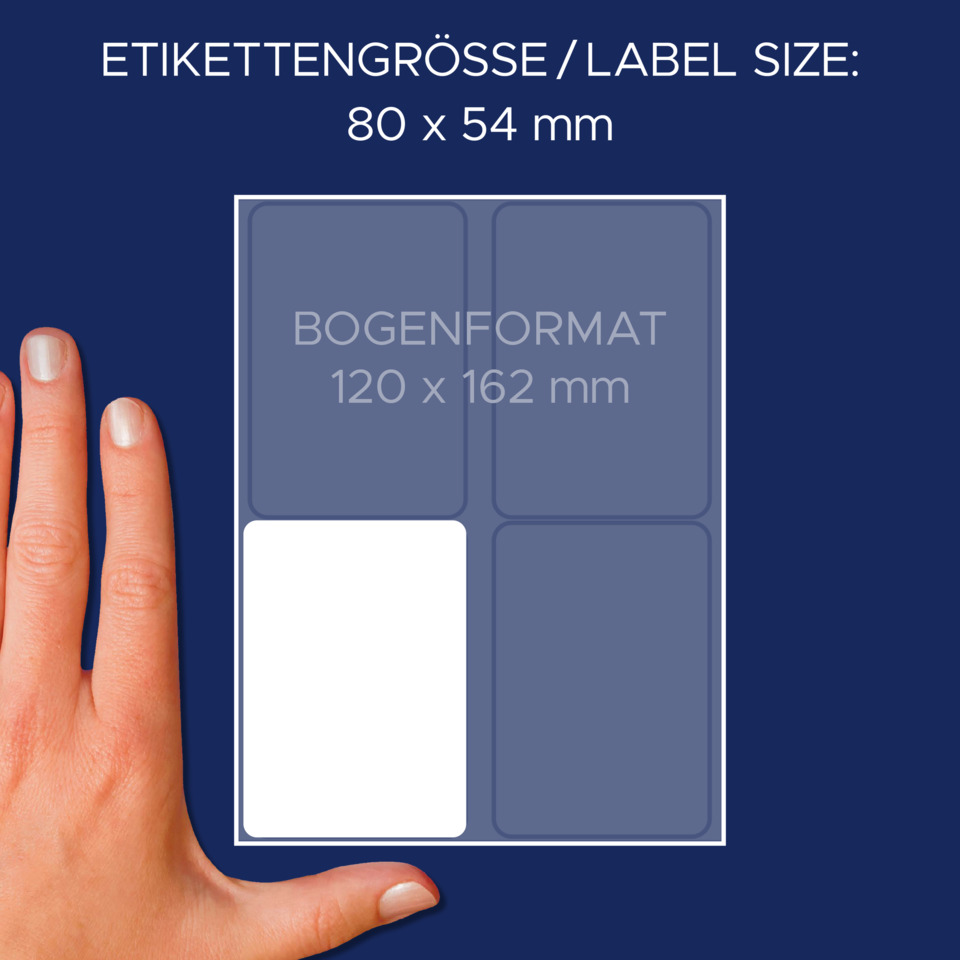 Etikett, Label-Größe, 80 x 54 mm, Mehrfachpack, Kartenmaterial