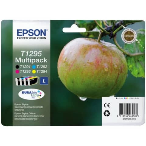 Inkjetpatrone T1295 schwarz, cyan, magenta, yellow   4 Stück EPSON C13T12954012