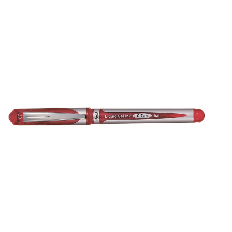 Kugelschreiber, Gel-Tinte, 0,7 mm, Rot, Gehäuse Silber